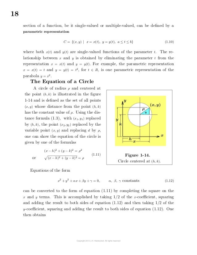 18
section of a function, be it single-valued or multiple-valued, can be deﬁned by a
parametric representation
C = {(x, y)...