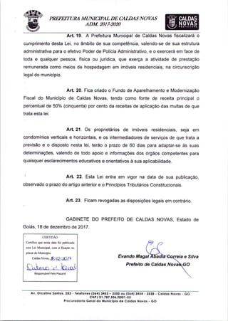 lei complementar-099-2017 - Regulamente AirB&B em Caldas Novas