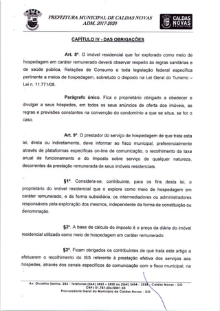 lei complementar-099-2017 - Regulamente AirB&B em Caldas Novas