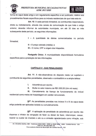 lei complementar-099-2017 - Regulamente AirB&B em Caldas Novas