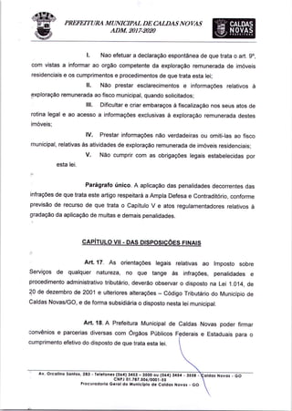 lei complementar-099-2017 - Regulamente AirB&B em Caldas Novas