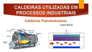 CALDEIRAS UTILIZADAS EM
PROCESSOS INDUSTRIAIS
Caldeiras Flamotubulares
 