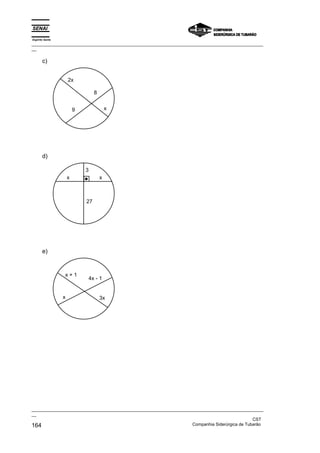 Espírito Santo
_________________________________________________________________________________________________
__
_________________________________________________________________________________________________
__
CST
164 Companhia Siderúrgica de Tubarão
c)
x
8
9
2x
d)
3
x
x
27
e)
4x - 1
3x
x + 1
x
 