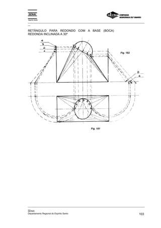 Espírito Santo
_________________________________________________________________________________________________
__
_________________________________________________________________________________________________
__
SENAI
Departamento Regional do Espírito Santo 103
RETÂNGULO PARA REDONDO COM A BASE (BOCA)
REDONDA INCLINADA A 30º
Fig. 181
Fig. 182
 