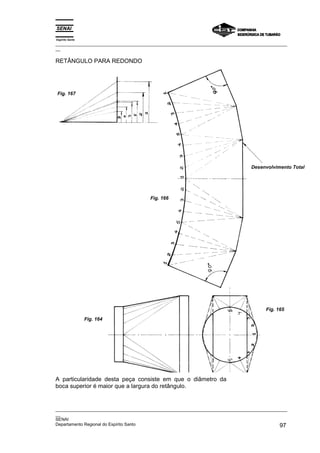 Espírito Santo
_________________________________________________________________________________________________
__

RETÂNGULO PARA REDONDO




Fig. 167




                                                                                 Desenvolvimento Total




                                       Fig. 166




                                                                                        Fig. 165

                 Fig. 164




A particularidade desta peça consiste em que o diâmetro da
boca superior é maior que a largura do retângulo.


_________________________________________________________________________________________________
__
SENAI
Departamento Regional do Espírito Santo                                                       97
 