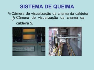 SISTEMA DE QUEIMA
Câmera de visualização da chama da
caldeira 5.
Câmera de visualização da chama da caldeira
5.
 