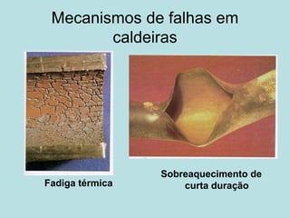 Mecanismos de falhas em
caldeiras
Fadiga térmica
Sobreaquecimento de
curta duração
 