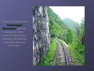 Traseul este supranumit  "Semeringul Banatean"  datorita asemanarii dintre acesta si calea ferata  "Semering"  din Austria, construita intre anii 1845-1854.   