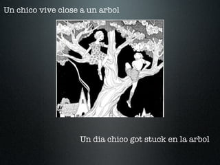 Un chico vive close a un arbol




                   Un dia chico got stuck en la arbol
 