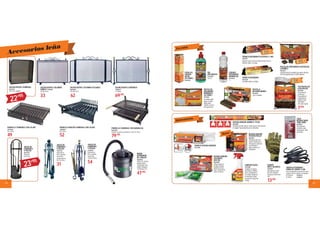 14 15
Mantenimiento
Encendido
GUANTE
ANTI-CALÓRICO
9639021
Adecuadoparamano
derechaeizquierda.
Resistentealcalorhasta
250º.
TRONCO DESHOLLINADOR
9633238
DESHOLLINADOR QUÍMICO 175GR
8515889
Eliminadordehollín,pavesas,resinas,grasaseincrustaciones
decualquiertipoproducidasporlacombustión.
CERILLAS
LARGAS
20CM
(50 UNID.)
9648342
PASTILLAS
ENCENDIDO
NORMALES
(32 UNID.)
9272691
Encendidorápido,
limpioysencillo.
Mayorpoder
calorífico,sinolory
delargaduración.
PASTILLA
AUTOENCENDIDO
9633236
Caja 12 unidades.
PASTILLAS ENCENDIDO ECOLÓGICAS
(24UNID.)
9633237
Largaduracióndeencendidoygranpodercalorífico.
Nosónperjudicialesparaelmedioambiente.
TRONCO ENCENDIDO ECOLÓGICO 1,1KG
9639017
Mantienemásde2horasunfuegovivoparacrearun
ambientecálidoensuhogar.
TRONCO ENCENDIDO
9633239
Encendidorápidoyecológico.
DESHOLLINADOR
CALDERAS
GAS-OIL
9664940
Limpiaelhogarde
lacalderadegasoil
ayudandoasíauna
mejorcombustiódel
mismo.(5sobres).
DESHOLLINADOR
ESTUFAS PELLET
9664941
Prolongalavidadelas
estufas,evitandoquese
obstruyanlosconductos
yaumentandoel
podercaloríficoyel
rendimiento.
LIMPIAESTUFAS
9272489
Limpiadorenespuma
quedisuelveelhollín,la
grasa,yelalquitránde
loscristales,ladrillosde
laschimeneasytodas
lassuperficiesexpuestas
alfuego.
192 PASTILLAS
ECOLÓGICAS
9651382
Parabarbacoas
ychimeneas.
Noperjudicanel
medioambiente.
Pastillassinolor.
40%madera
60%aceitevegetal.
TRENZA EXTENSIBLE
FIBRA DE VIDRIO 2,5M
Para estanqueidad en puertas de inserts,
estufas, hornos y calderas. Sin amianto.
Ø 4/5/6mm. 9639014
Ø 7/8mm. 9639015
COLA
REFRACTARIA
TUBO 20ML
9639016
Paramateriales
sometidosaaltas
temperaturas,1100º.
Sinamianto.
7’50
13’50
Accesorios leña
PARRILLA CHIMENEA CON BARBACOA
9661828
Pintado con pintura anticalórica. 60x 43x 33cm.
PARRILLA CHIMENEA CON CAJÓN
9159426
60 x 45cm.
PARRILLA RINCÓN CHIMENEA CON CAJÓN
7289043
60 x 45cm.
SALVACHISPAS COLUMNA
SIMPLE 9159628
67x 60x 11cm.
SALVACHISPAS CHIMENEA
9651521
96 x 53cm. Plegable.
SALVACHISPAS CHIMENEA
7288437
77 x 60cm.
SALVACHISPAS COLUMNA PLEGABLE
9605883
110x 60x 11cm.
JUEGO DE
CHIMENEA
4 PIEZAS
7287124
Fabricado en
hierro, pintado
epoxi mate,
secado al horno.
70x 19x 19cm.
JUEGO DE
CHIMENEA
4 PIEZAS
9651524
Mango de
acero inox.
JUEGO DE
CHIMENEA
5 PIEZAS
9159325
Fabricado en
hierro, pintado
epoxi mate,
secado al horno.
79’9549 52
47’95
31 54
33 69’95
62
BIDÓN
ASPIRADOR
DE CENIZAS
9645301
800W.18L.Función
soplador.Botón
“sacudepiltro”para
facilitarsulimpieza.
CertificaciónTUV.
GEL
ENCENDIDO
9272590
500 ml.
LÍQUIDO
ENCENDIDO
BARBACOA
9635652
1 L.
Nuevo
22’95
23’95
 