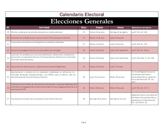 Calendario Electoral Elecciones Generales Bolivia 2020 calendario electoral
