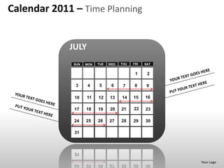 Calendar 2011 time planning powerpoint presentation templates | PPT