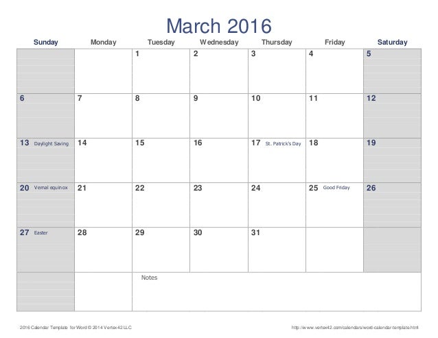 march calendar word