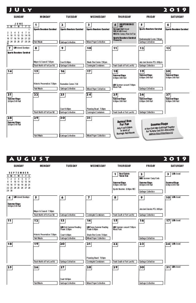 Leonia Community Calendar 20182019