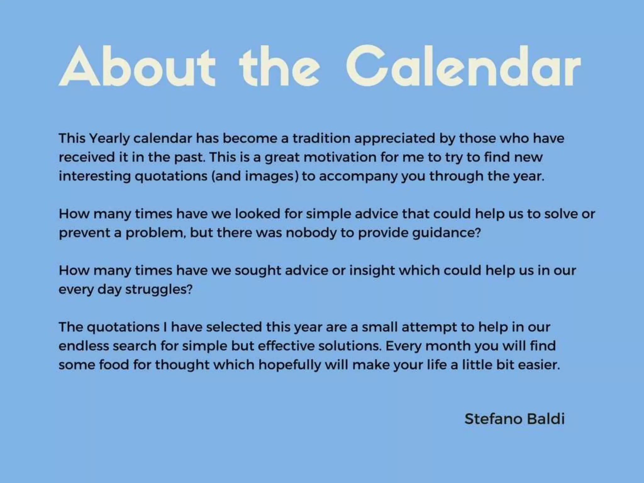 Simple advice (Diplo calendar 2018)