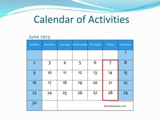 Calendar, action plan and lesson plan | PPT