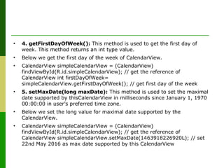 Calendar, Clocks, DatePicker and TimePicker | PPT