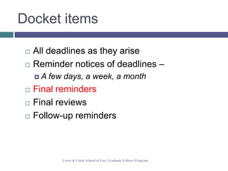 Calendaring, Docketing, And File Tickling Systems Pp 2007 | PPTX