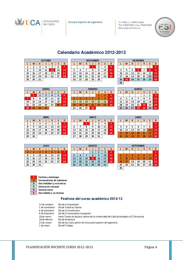 Calendario calendario uca