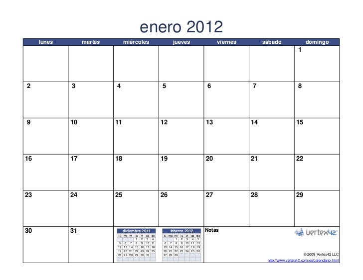 Calendario 2012 calendario mensual vertex