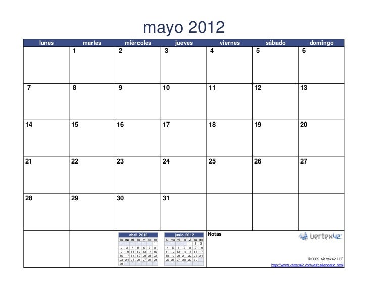 Calendario 2012 calendario vertex42 para imprimir
