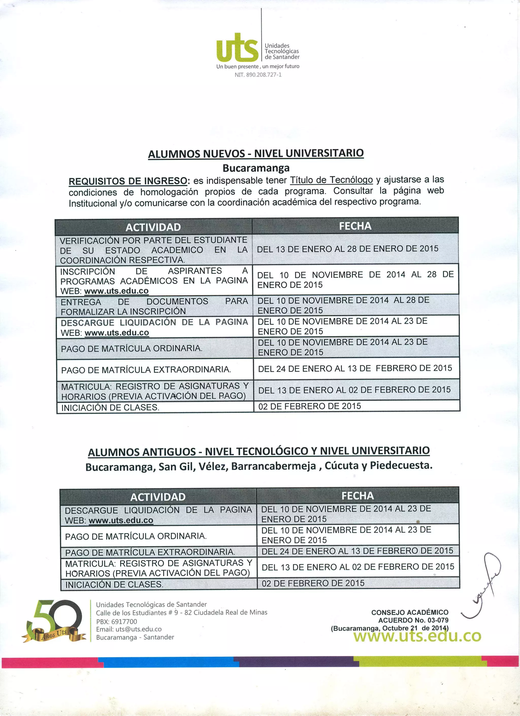 calendario UTS PDF