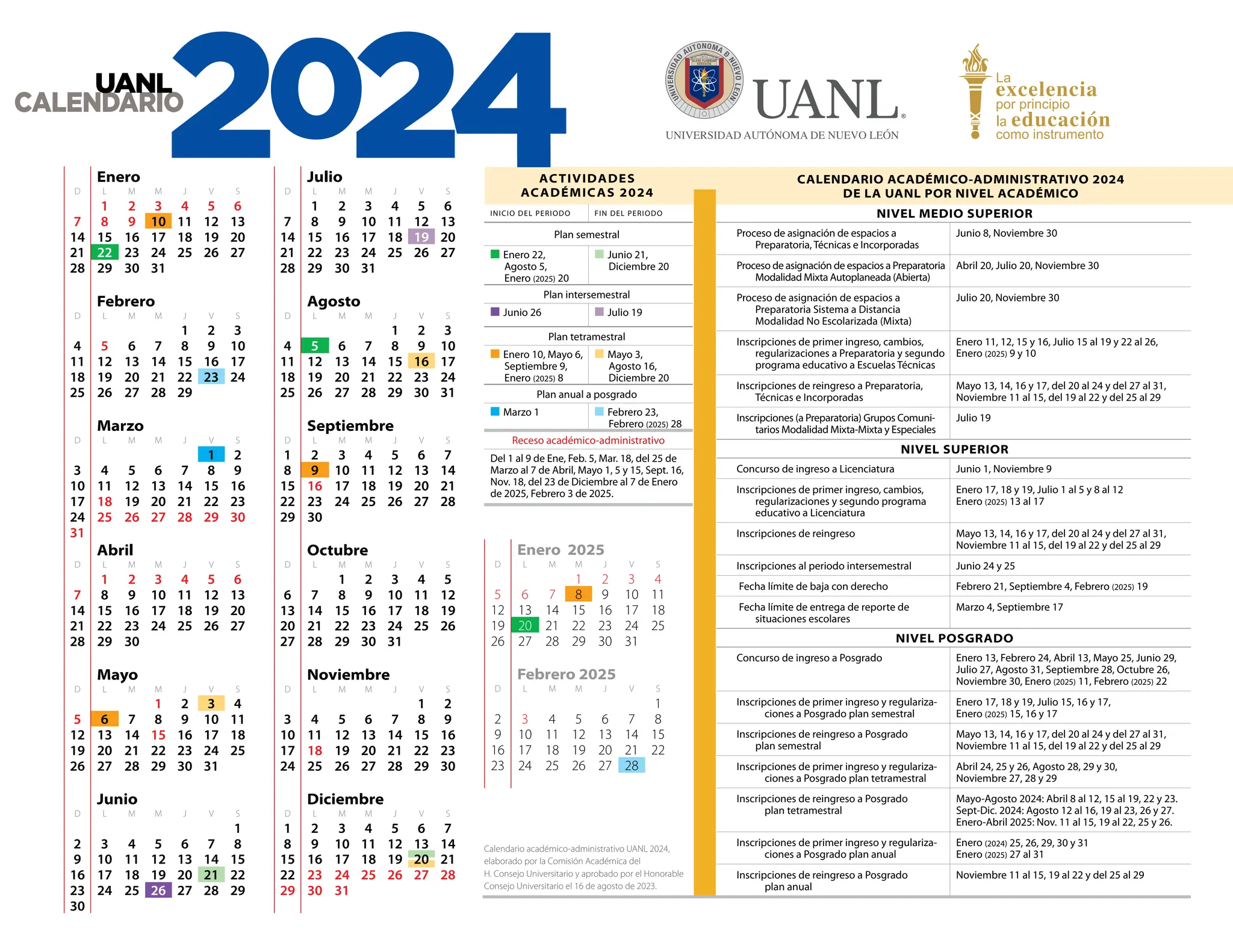 Calendario académico 2024-2 unal 2