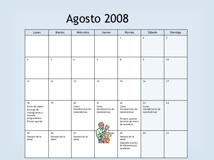 Calendario De Actividades Agosto 2008 Enero 2009 calendario mes enero 2008