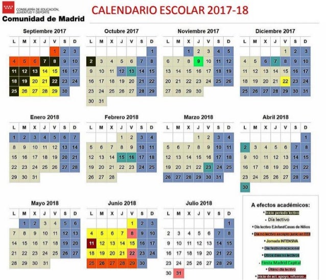 Calendario Escolar Comunidad De Madrid 2017 2018 calendario lectivo comunidad de madrid