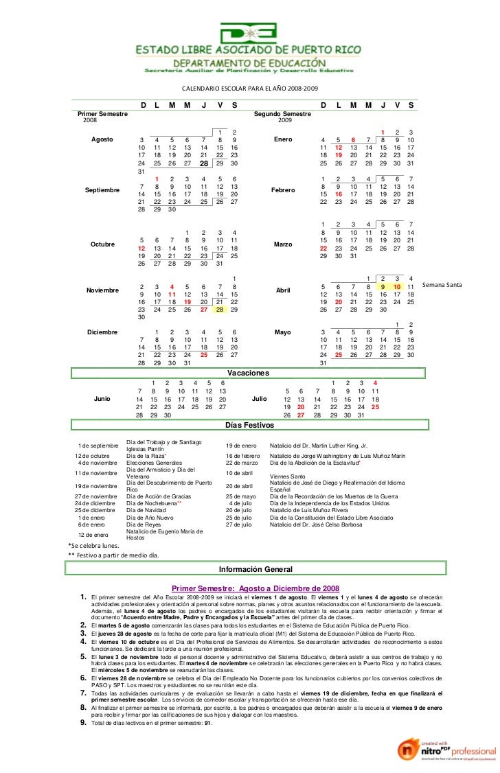 Calendario Escolar Para El Ano 2008 2009 Word Final 1 calendario escolar año 2008 2009