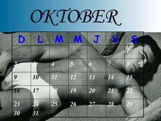 OKTOBER 29 28 27 26 25 24 31 23 30 22 21 20 19 18 17 16 15 14 13 12 11 10 9 8 7 6 5 4 3 2 1 S V J M M L D 