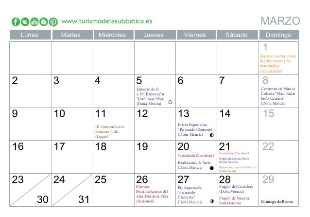 Calendario De La Subbetica Cordobesa Ano 2015 calendario domingo de ramos