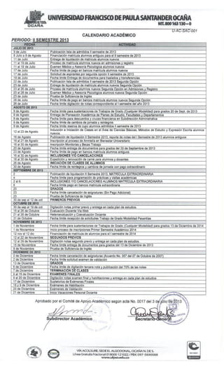 Calendario academico 2 2013