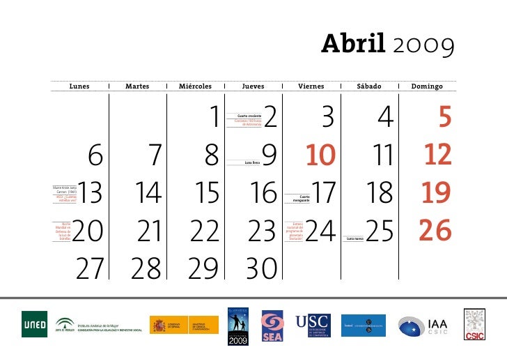 Calendario Astronomas julio de 2009 calendario