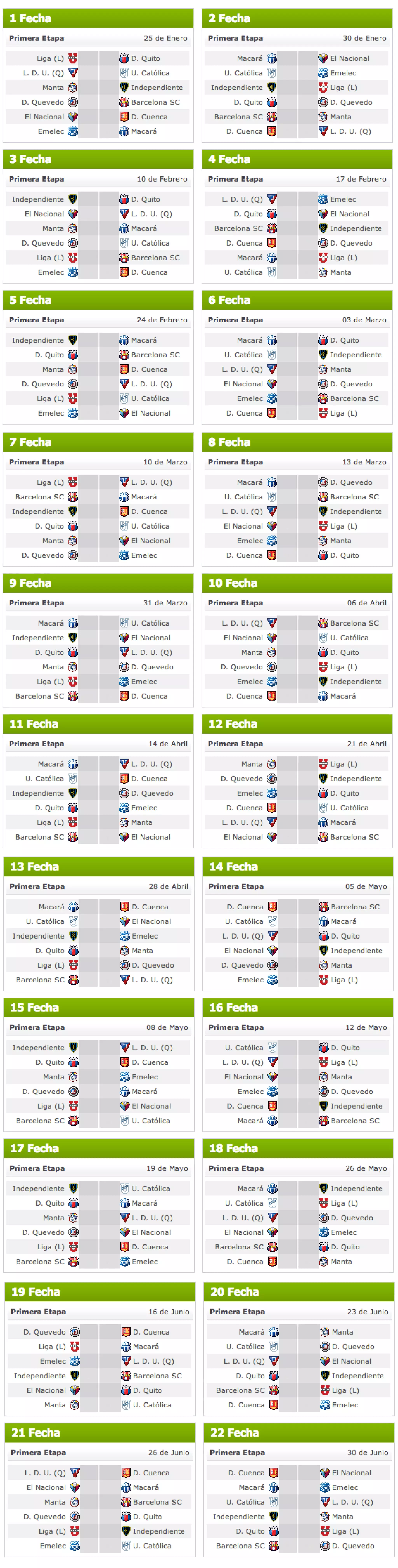 Calendario campeonato ecuatoriano 2013 PDF