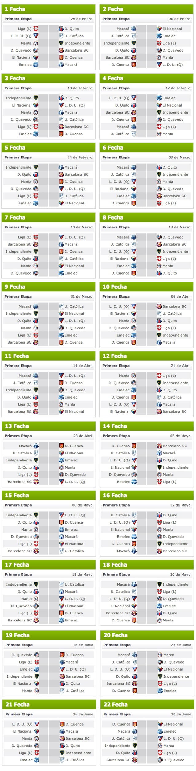 Calendario campeonato ecuatoriano 2013 PDF