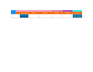 cuenca Lerma-Chapala
13:57 A 14:00
                CÁPSULA   CÁPSULA        CÁPSULA           CÁPSULA      CÁPSULA
19:57 A 20:00
20:15 A 21:15                                                        El alma de México
                                                                      Cap III Los hijos
                                                                      del sol Completo
 