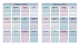 Calendario colorido 2022