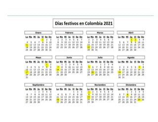 Calendario con festivos 2021