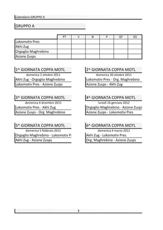 Calendario Coppa Verdu