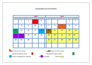 Calendario de actividades