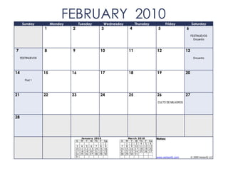 Calendario De Actividades 2010 | PPT