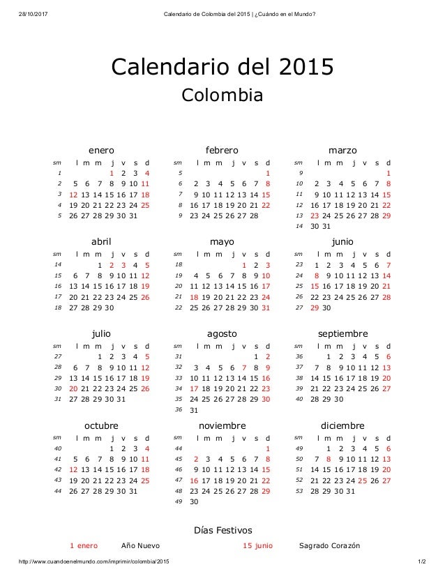 calendario del 2007 al 2018 calendario de colombia 2015