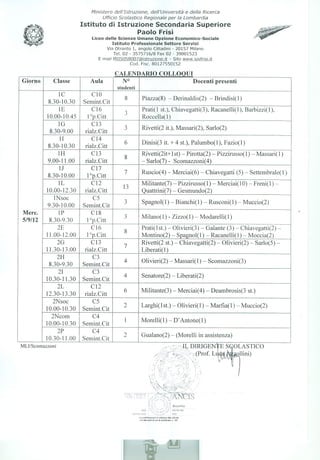 Calendario delle prove di recupero settembre 2012