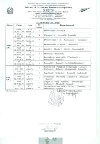 Calendario delle prove di recupero settembre 2012