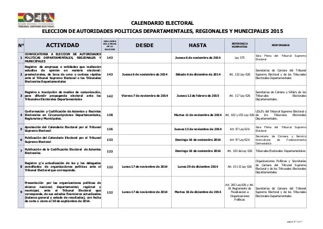Calendario Electoral Eleccion De Autoridades Politicas Departamental calendario electoral