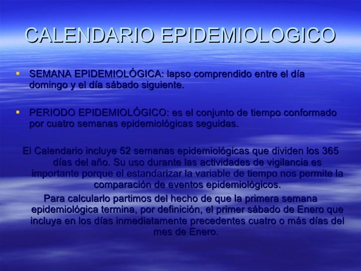 Calendario epidemiologico