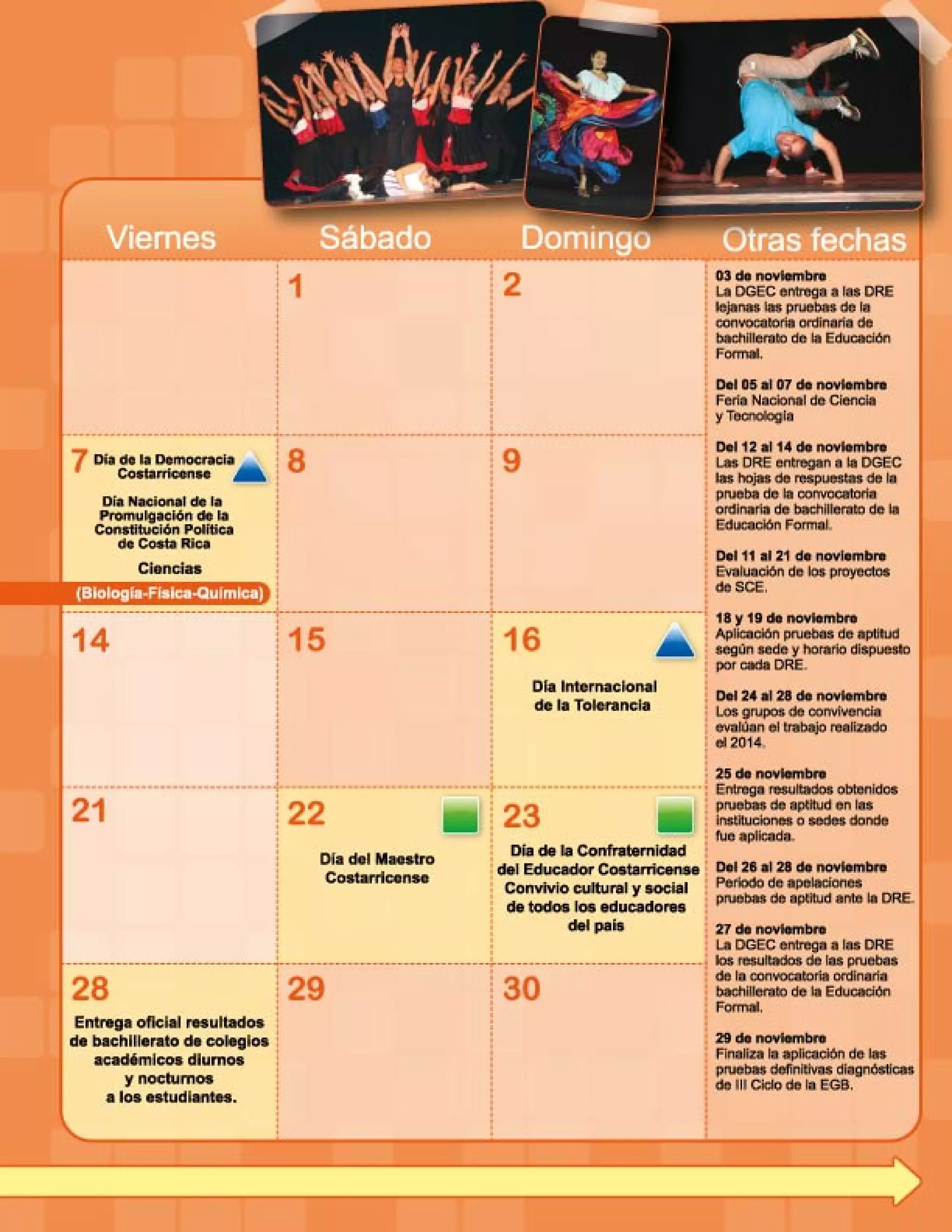 Calendario Escolar MEP 2014.