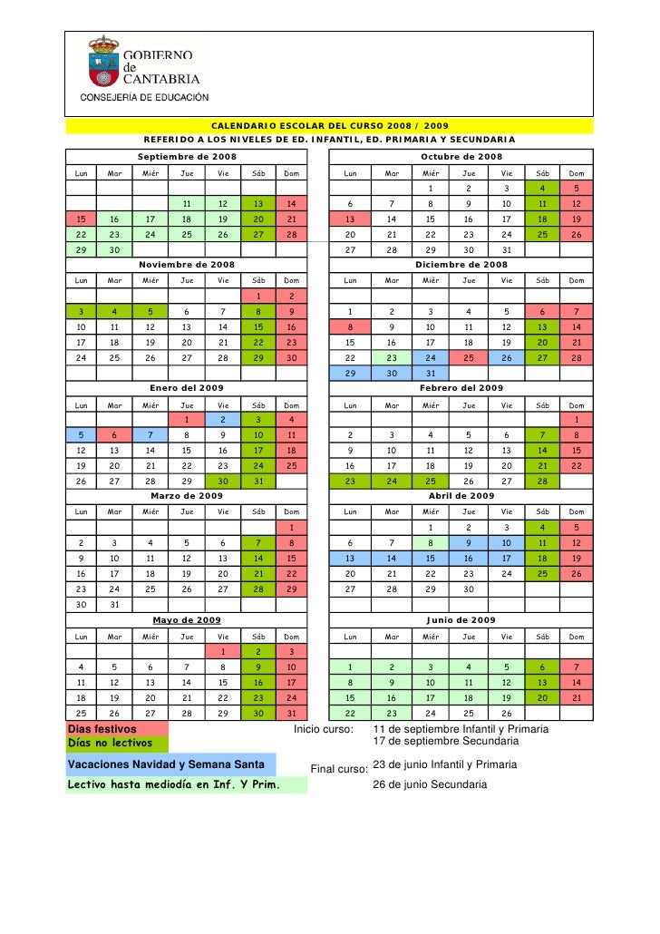 Calendario Escolar 2008 2009 calendario escolar alicante 2008 2009