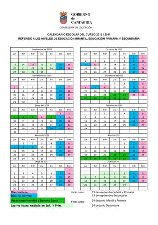 Calendario escolar 10_2011